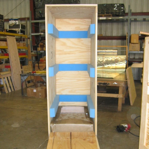 Foam cushioning inserts add extra protection against shock and vibration for equipment in crates