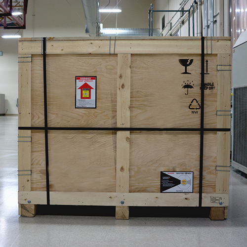 ISPM15 compliant crate, heat-treated and appropriately marked for export