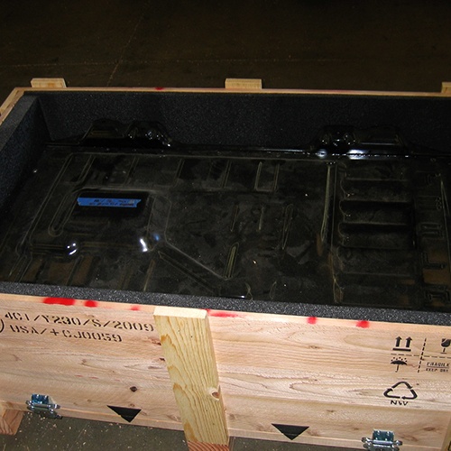 Crate and foam system designed to keep components safe and securely stored in their own foam compartment