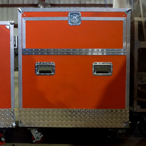 ATA case by Larson Packaging Company in orange ABS laminate