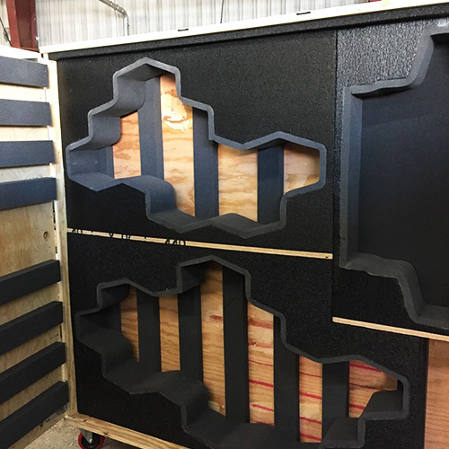 The type of foam used and the design of the cushioning system is critical to ensuring the product in the crate arrives safely