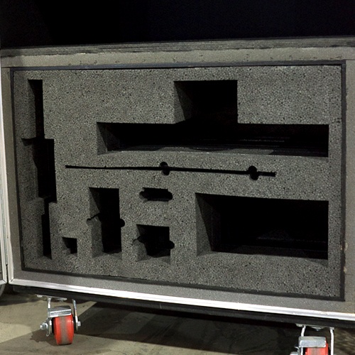 Large ATA case with casters and custom foam insert
