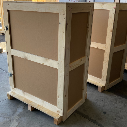 Sometimes, full wooden shipping crates may be overkill for the application and parts of the crate can be substituted with different materials