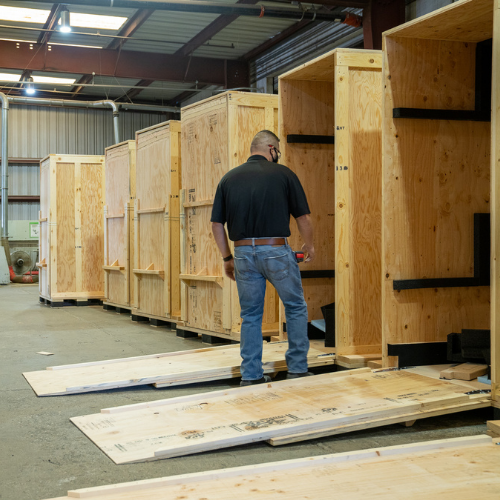 A well-made rack crate should open and unload easily and fit snugly against the foam and blocking inside the crate