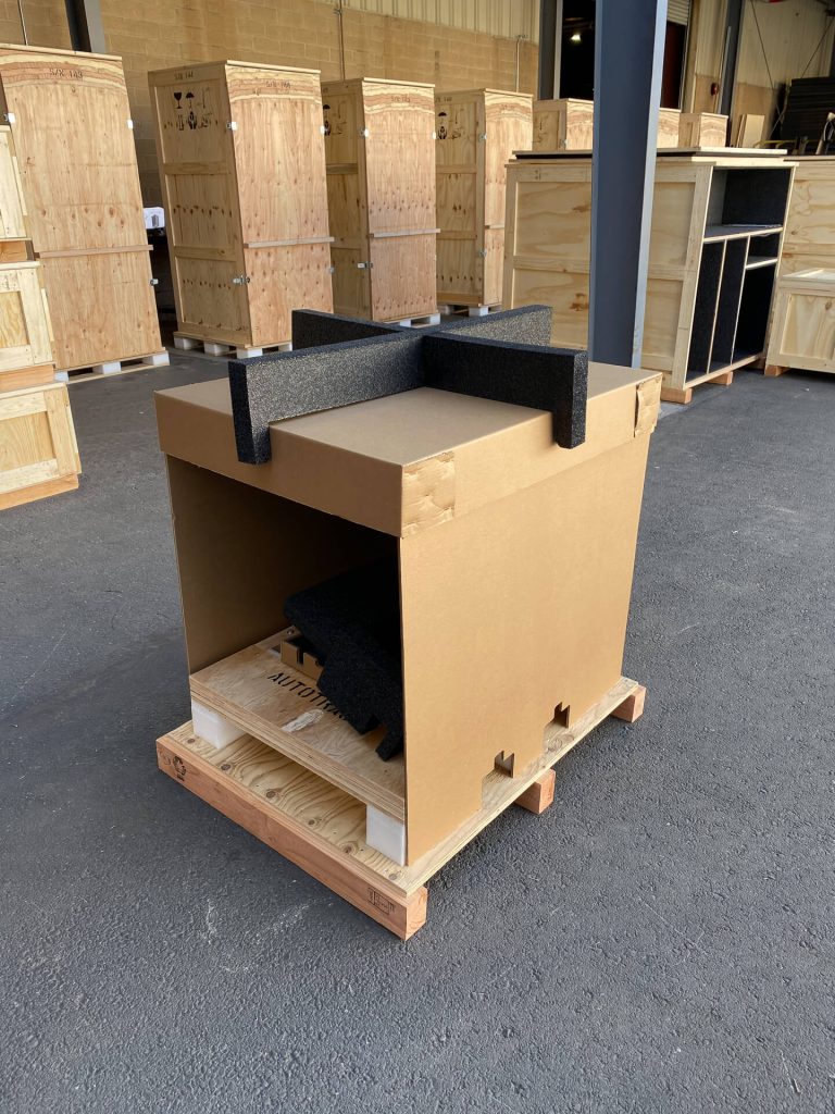 hybrid wood and corrugated custom box