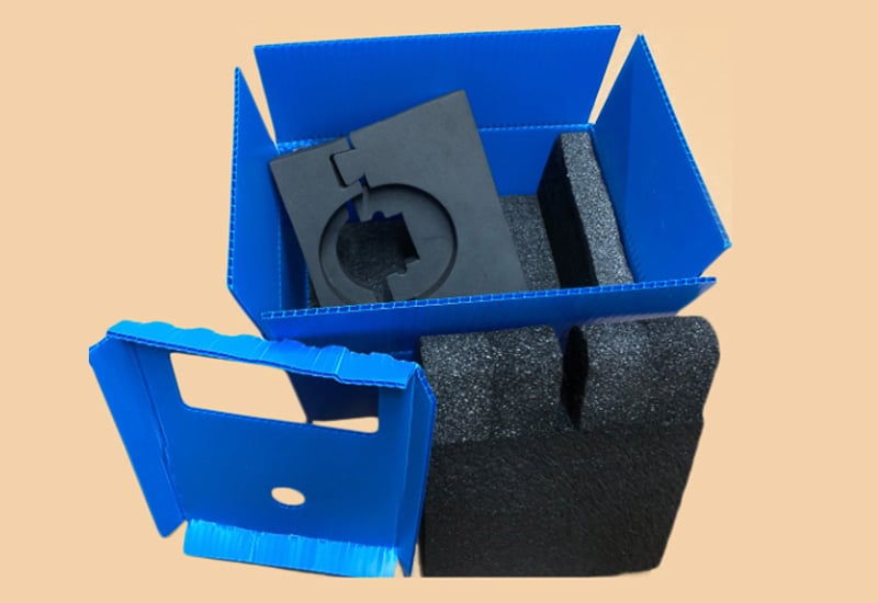 Plastic corrugated box with custom foam insert