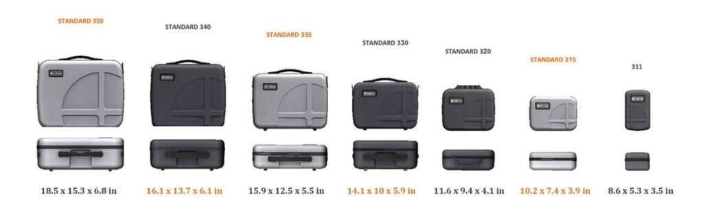 Common SKB case sizes and colors